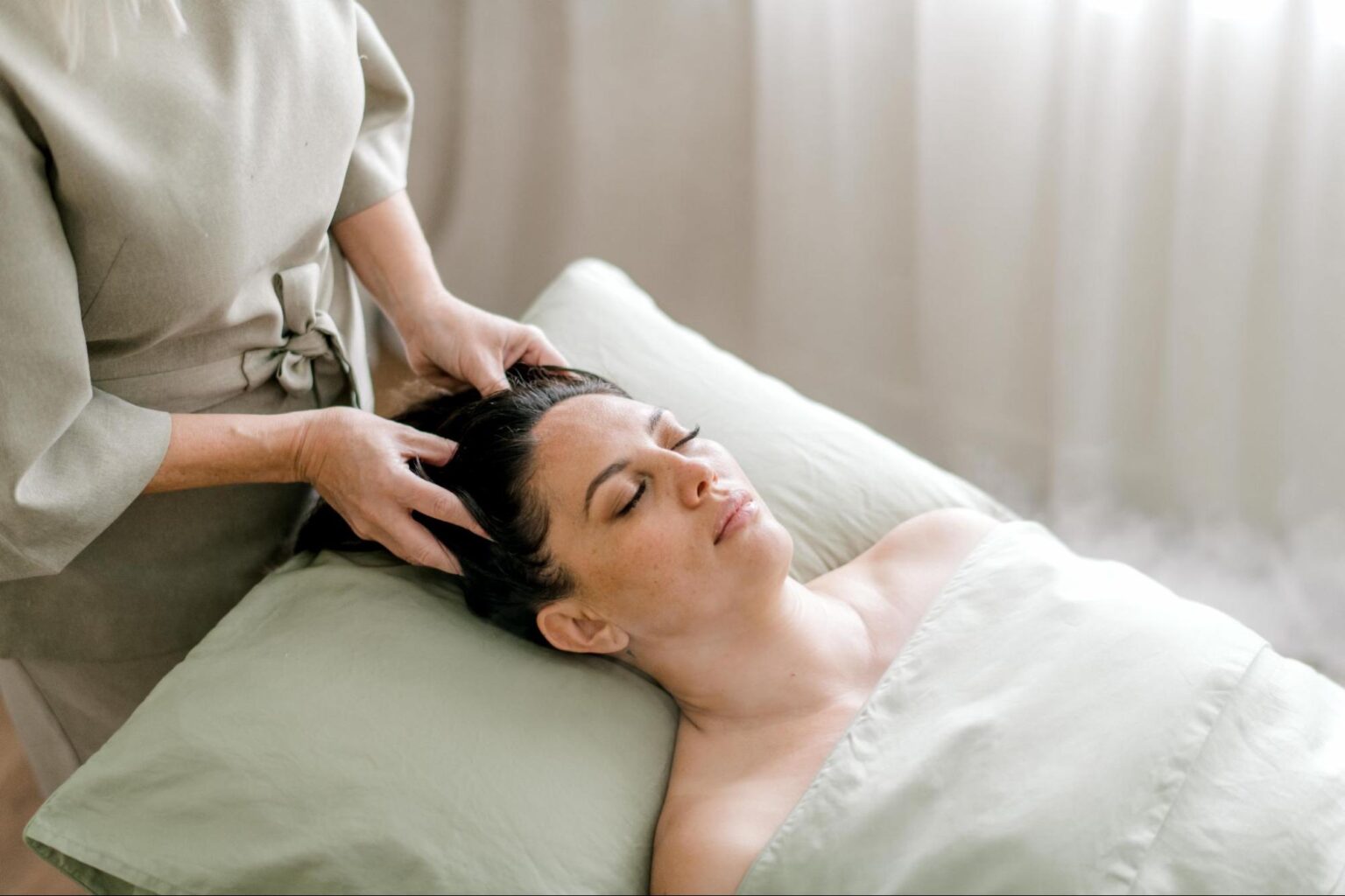 Woman Getting A Scalp Massage